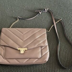 Elegant Taupe Quilted Shoulder Bag
